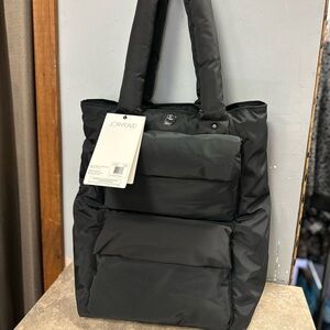 Joan & David Black Quilted Puffer Tote